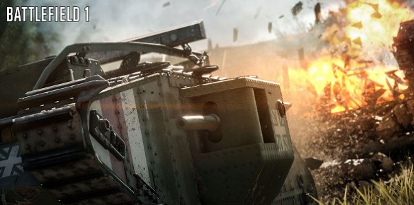 Przebijanie się czołgiem przez niemieckie okopy na wideo z kampanii Battlefield 1