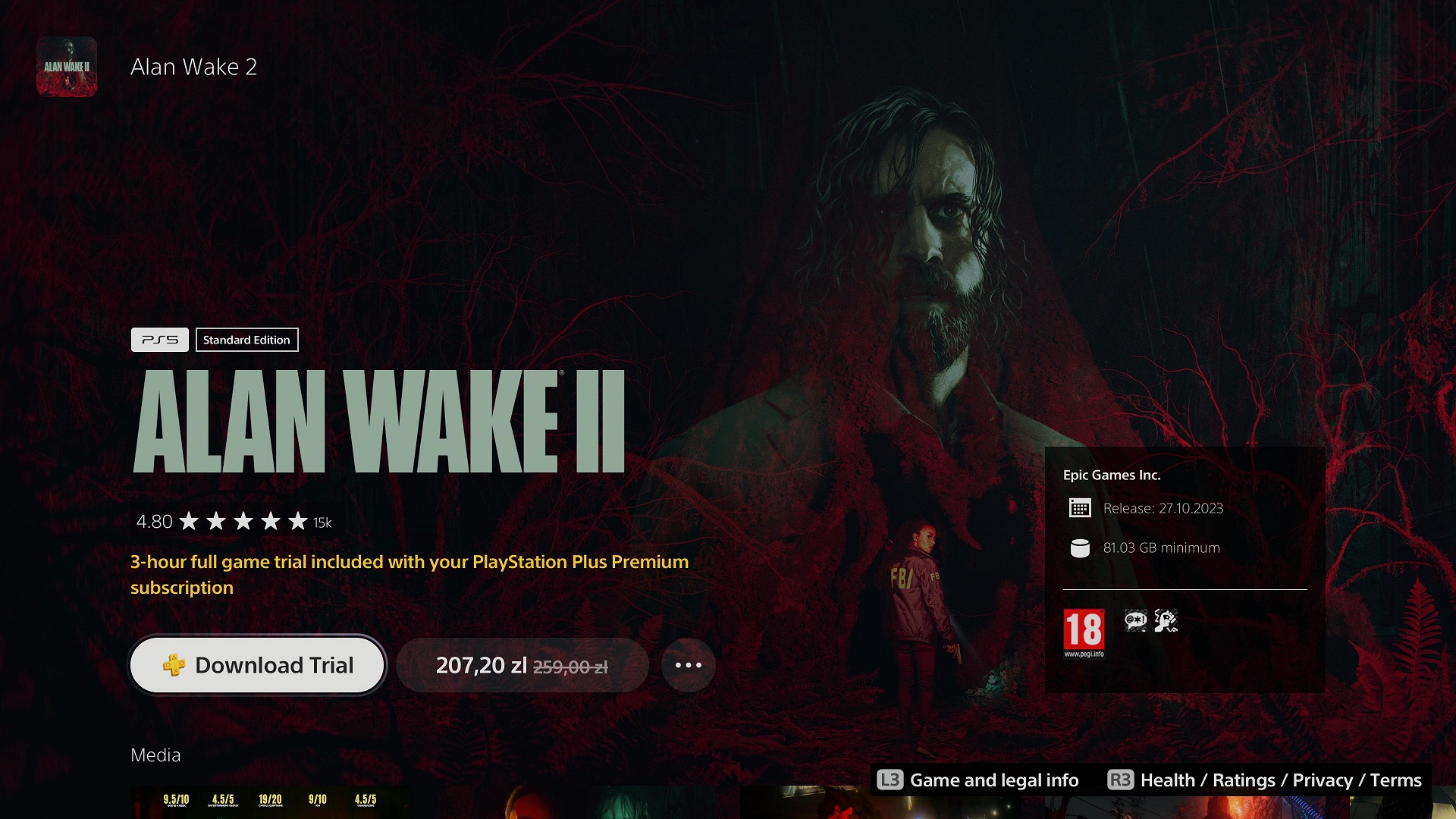 Alan Wake 2 - trial ps5