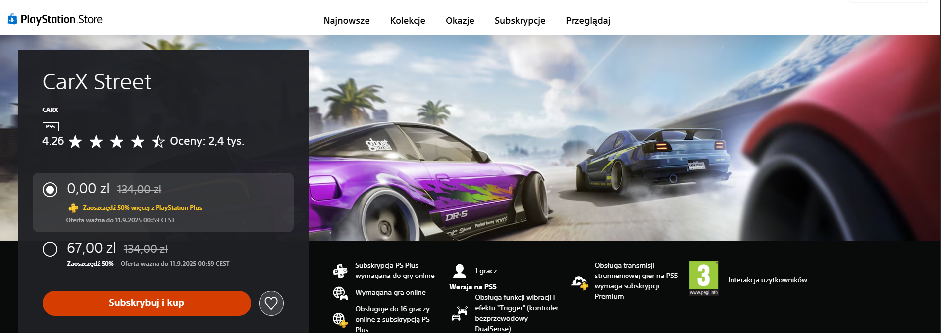 CarX Street PS Plus