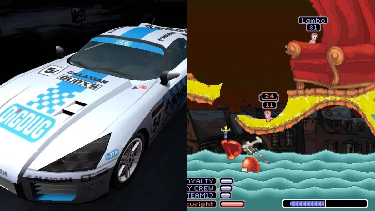 Ridge Racer 2 (PSP) i Worms World Party (PS1) na materiałach z PS5