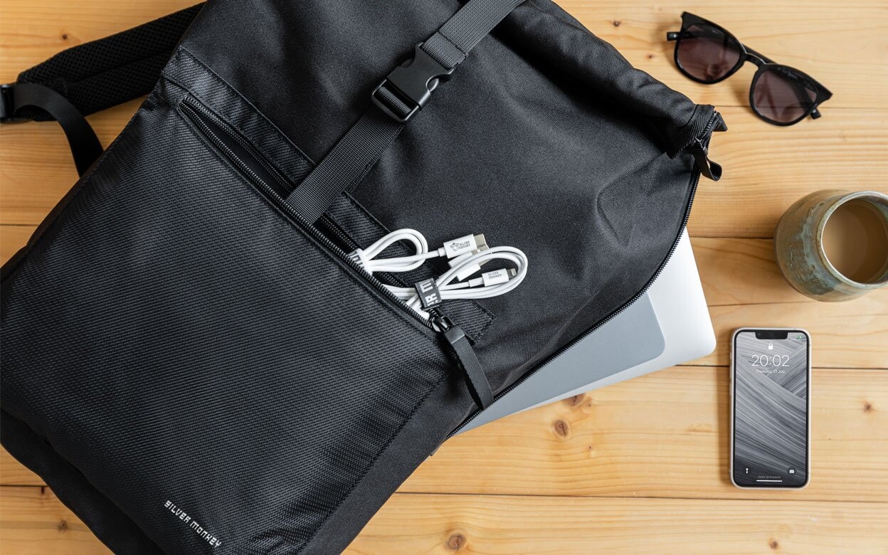silver monkey backpack city