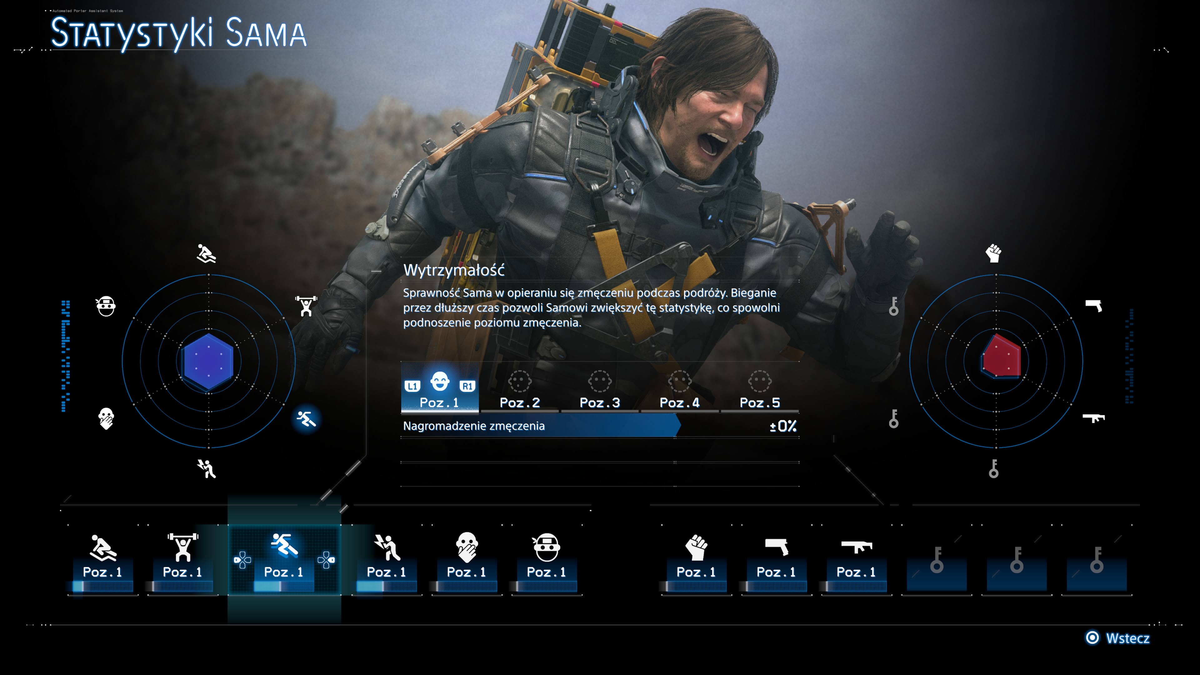 Death Stranding 2 - Statystyki Sama: umiejętności, zdolności, biegłość, jak zwiększyć skille?