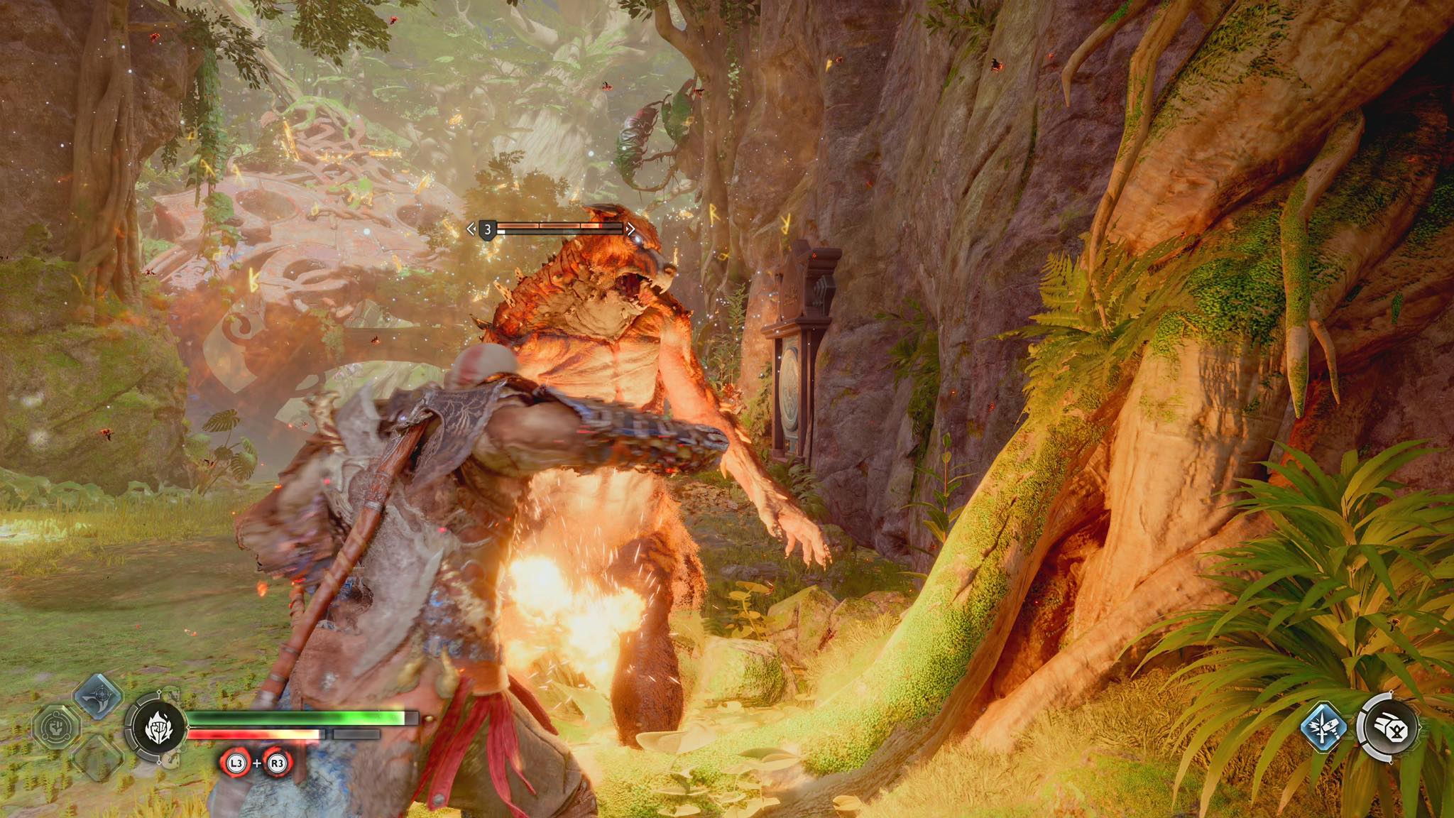 God of War Ragnarok - Konfrontacja: Vanaheim, Źródło Klątwy Frei, Obóz Frejra, Pradawny (leśny) 3