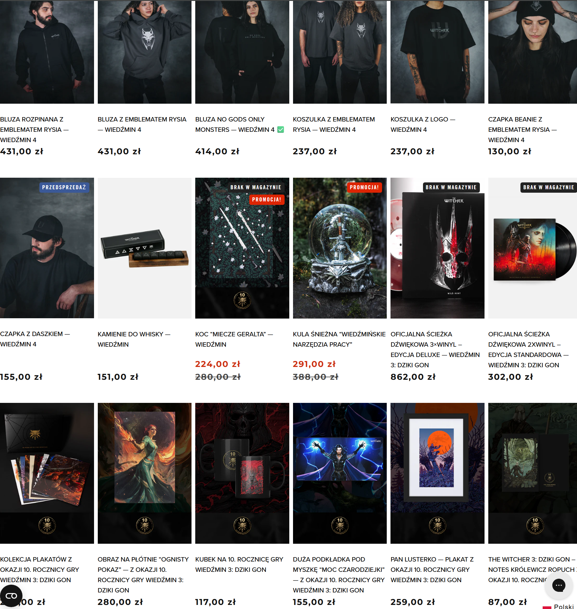 Wiedźmin 4 z oficjalnymi bluzami, czapkami, podkoszulkami i gadżetami. Ceny zszokują prawie każdego