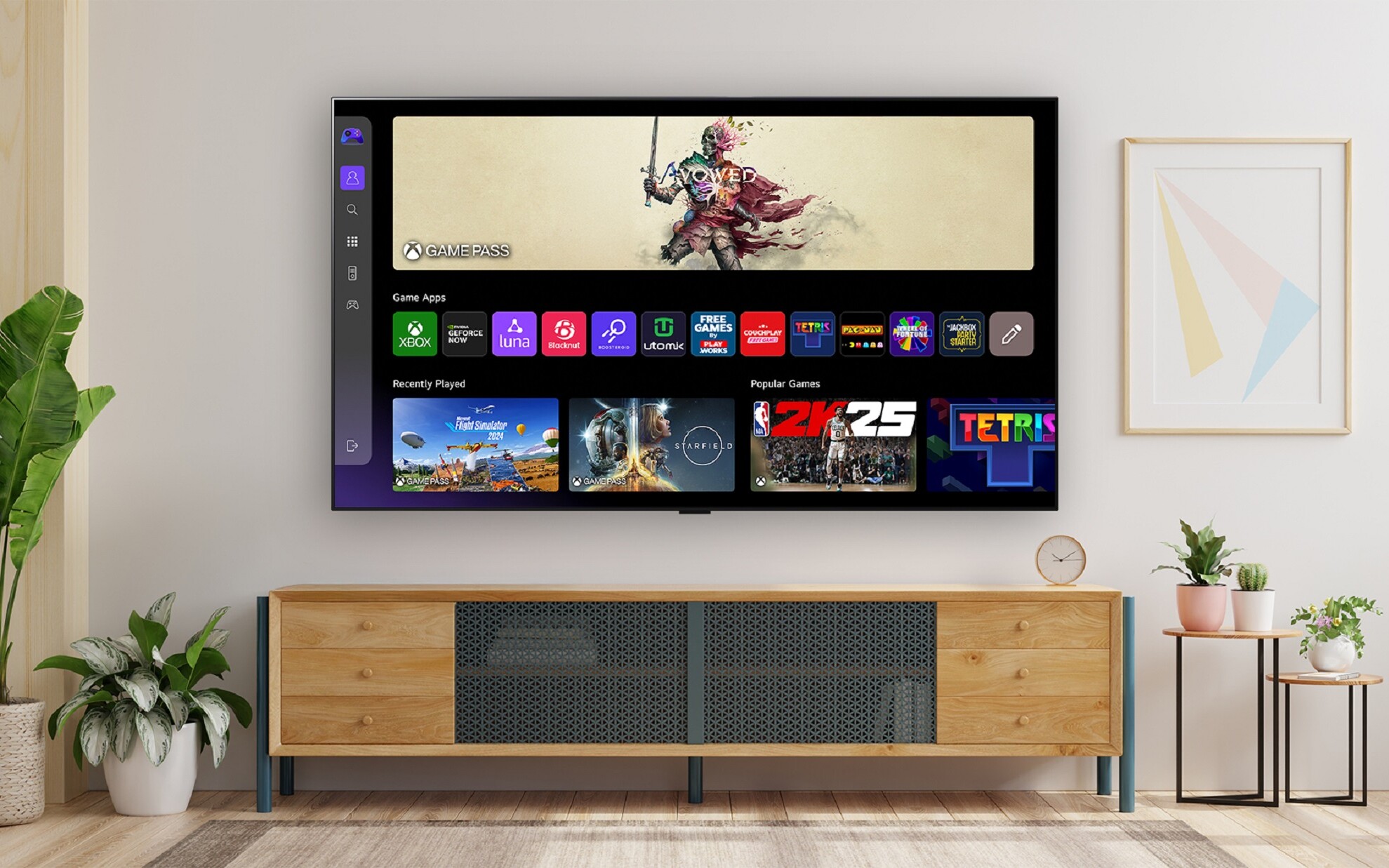 LG Oled Evo Xbox biały pokój