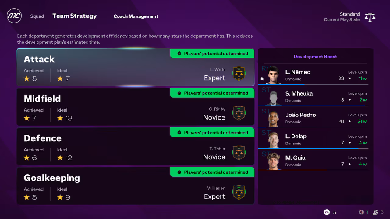 EA Sports FC 27 - Profile rozwoju, zmiana pozycji, dynamiczny potencjał, role personelu
