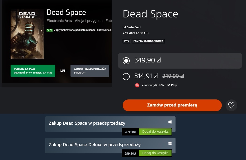 Dead Space Remake ceny