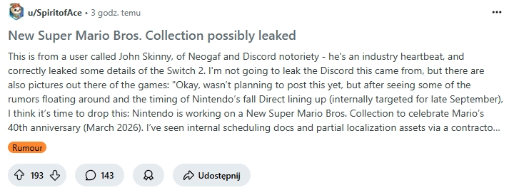 New Super Mario Bros., leak