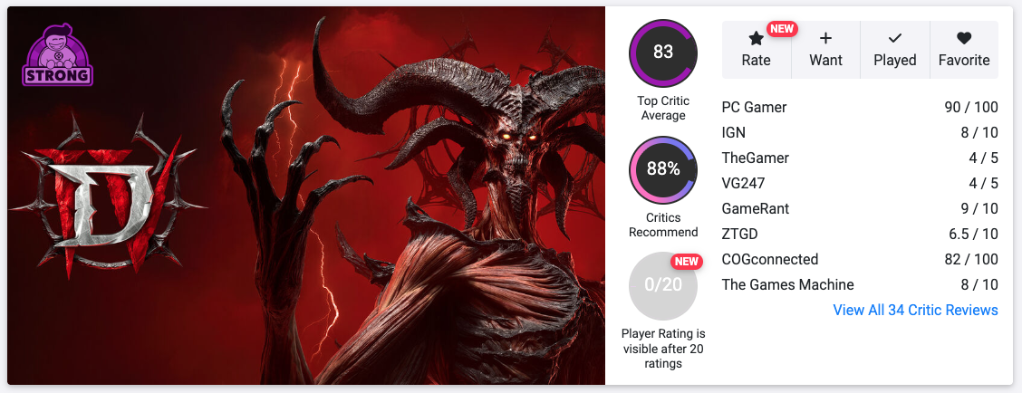  Diablo 4: Lord of Hatred Opencritic