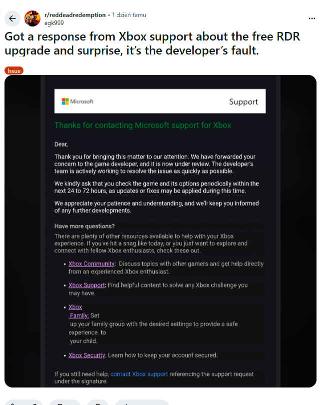 Microsoft zrzuca winę za problemy z Red Dead Redemption na Rockstar Games: "trwa naprawa"