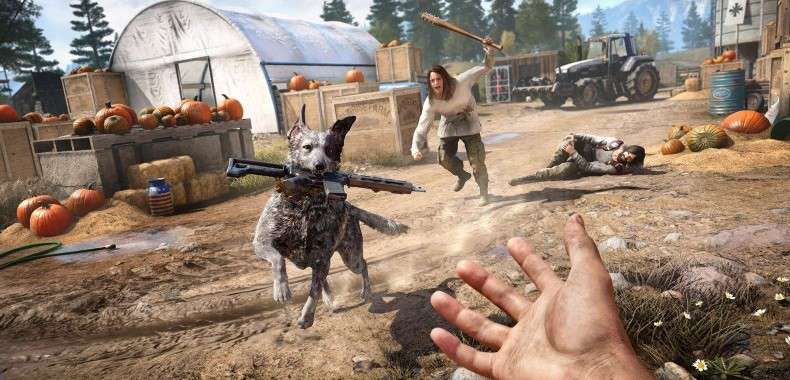 Far Cry 5. Gameplay pokazuje ubijanie sekciarzy i wykorzystywanie do pomocy psa