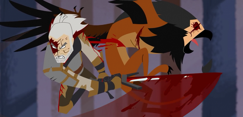 Geralt kontra Gryf w świetnej animacji w stylu Samuraja Jacka