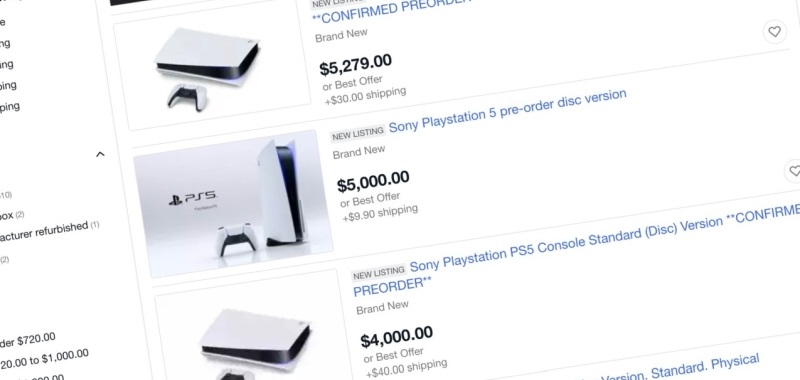 PS5 odsprzedawane na aukcjach za astronomiczne kwoty. Gracze wykorzystują braki w dostępności PlayStation 5