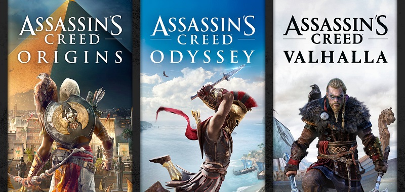 Assassin&#039;s Creed Valhalla, Odyssey, Origins - zestaw (region USA) w mocno kuszącej cenie!