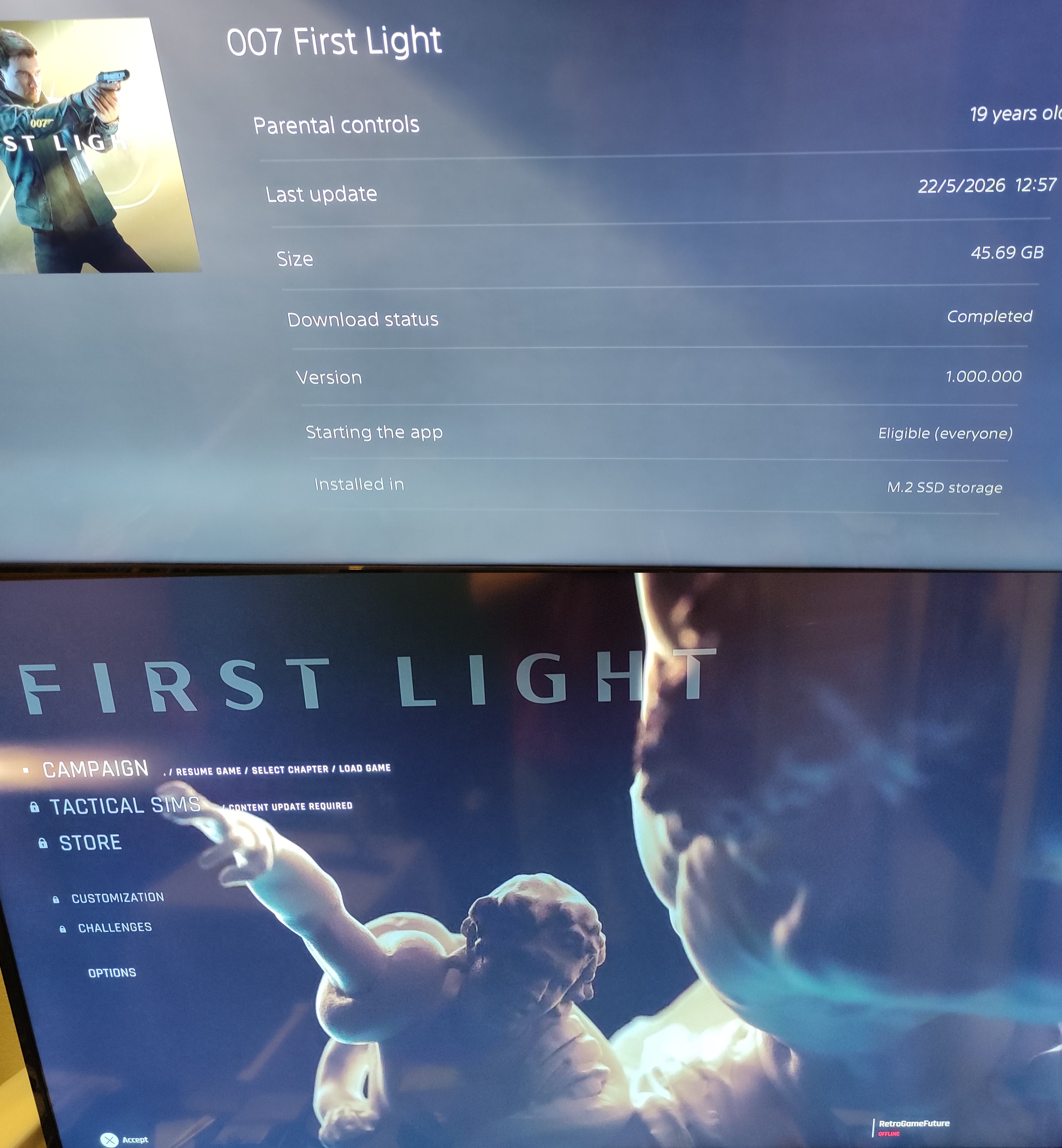 007 First Light - ekran gry po uruchomieniu bez aktualizacji