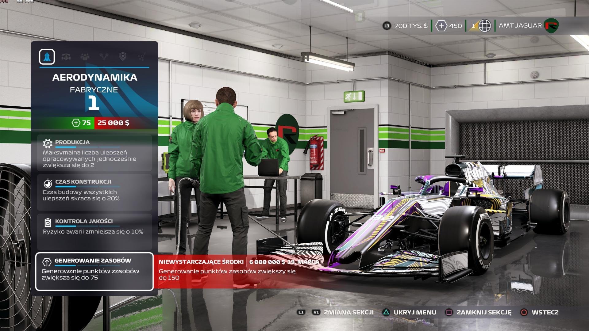 F1 2021 - Sekcje zespołu, które warto rozwinąć na początku?