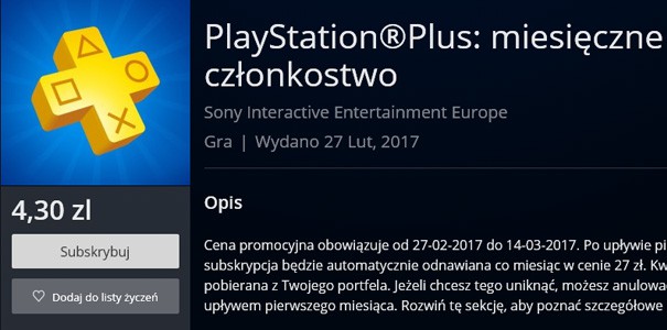Miesiąc PS+ za niecałe 5 zł!