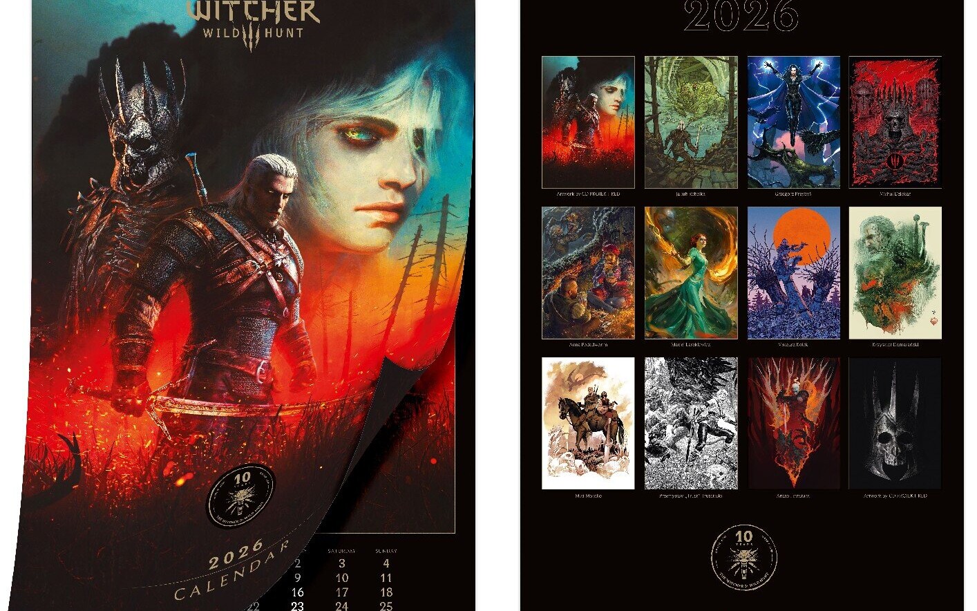 Bardzo tani kalendarz na 2026 rok z Wiedźmina 3 - 12 grafik na każdy miesiąc za 42,99 zł