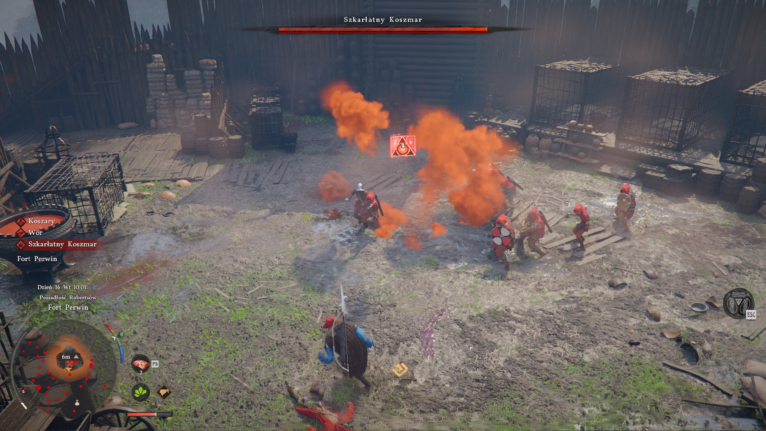 Crimson Desert - Dziwny czerwony dym, Szkarłatny Koszmar, Zasłona: fort Perwin, brama, gaz, maska