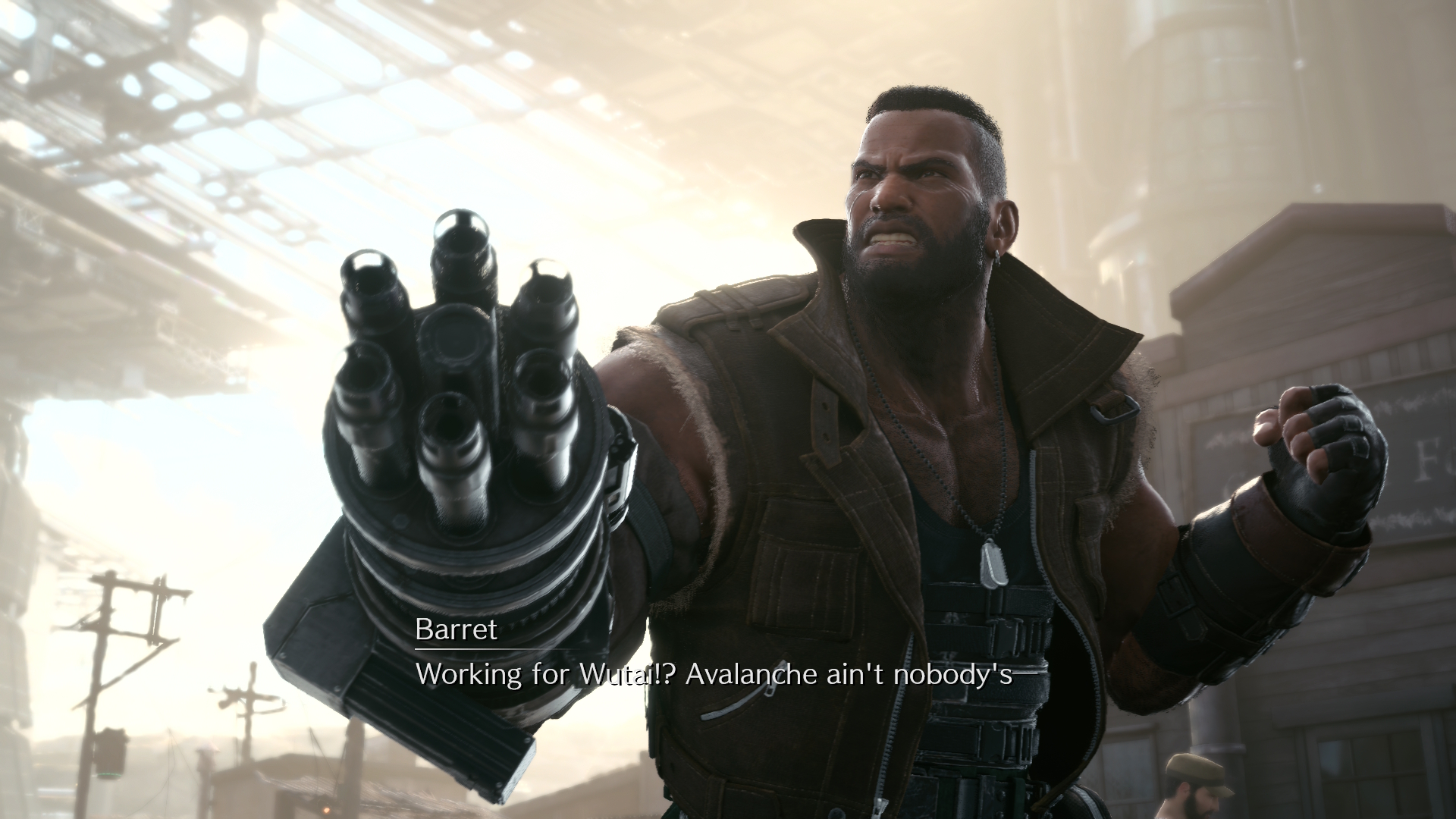 Final Fantasy VII Remake Intergrade - recenzja gry w wersji na Switcha 2. Barret z giwerą