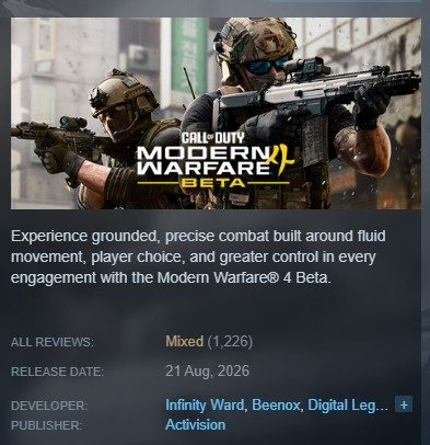 Średnia ocen z testów Modern Warfare 4 to 3,7/10, a gracze... i tak kupują "słabą grę"