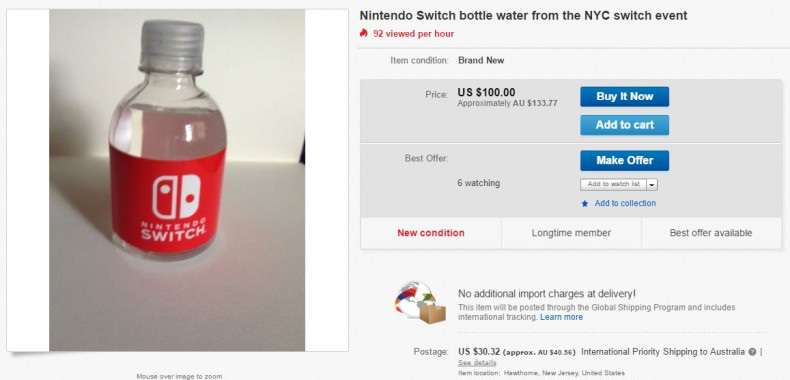 Nintendo Switch. Butelka wody za 100 dolarów - trwa wyprzedaż gadżetów z prezentacji