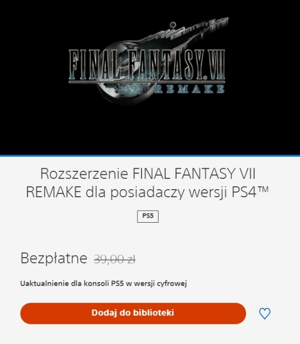 Final Fantasy VII Remake na PS5 za darmo dla posiadaczy gry z PS4. Klienci PS Plus nie skorzystają z oferty