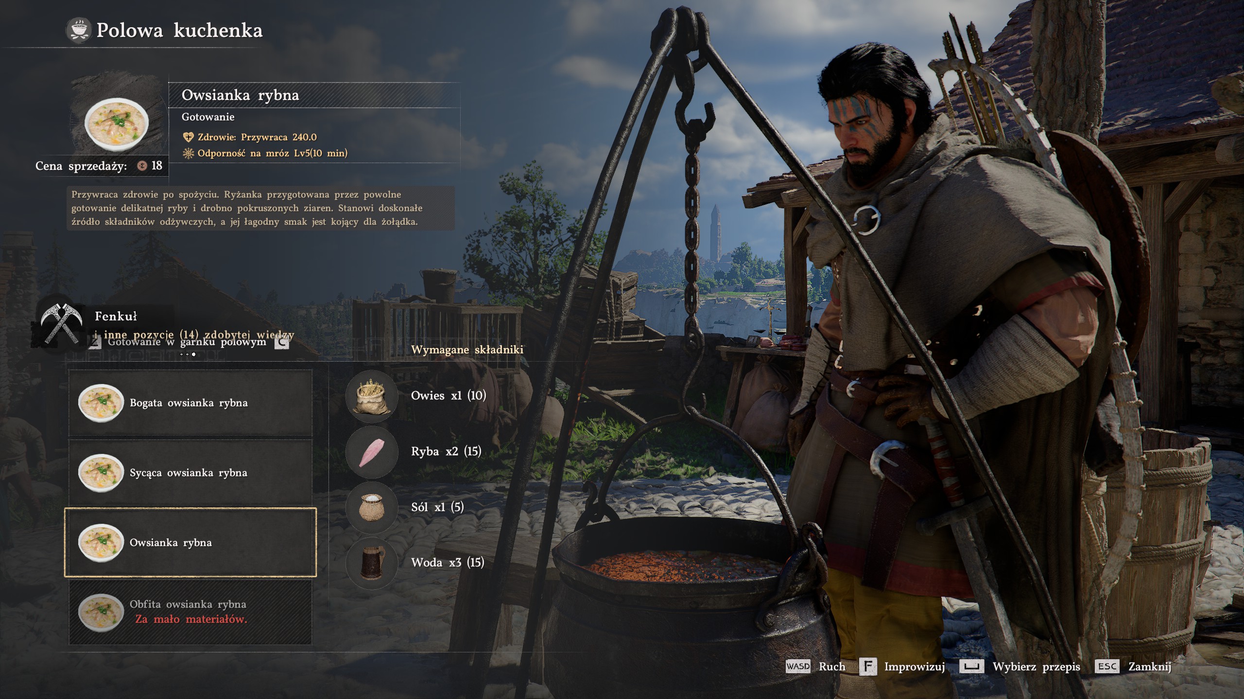 Crimson Desert - Prośba Reene: ryby, ryżanka rybna, owsianka, gotowanie