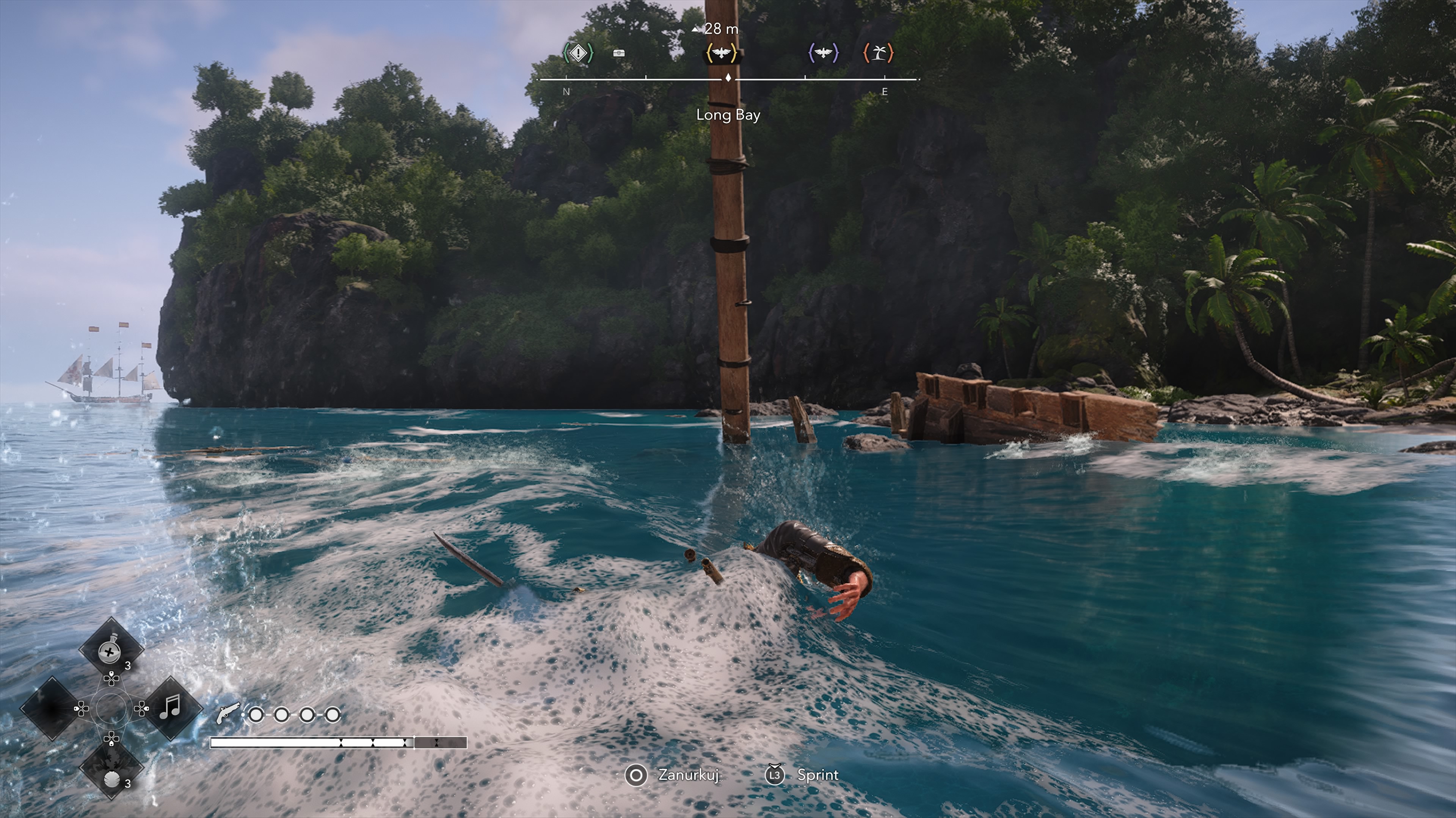 Assassin's Creed Black Flag Resynced - Wieże synchronizacyjne, punkty widokowe na Long Bay