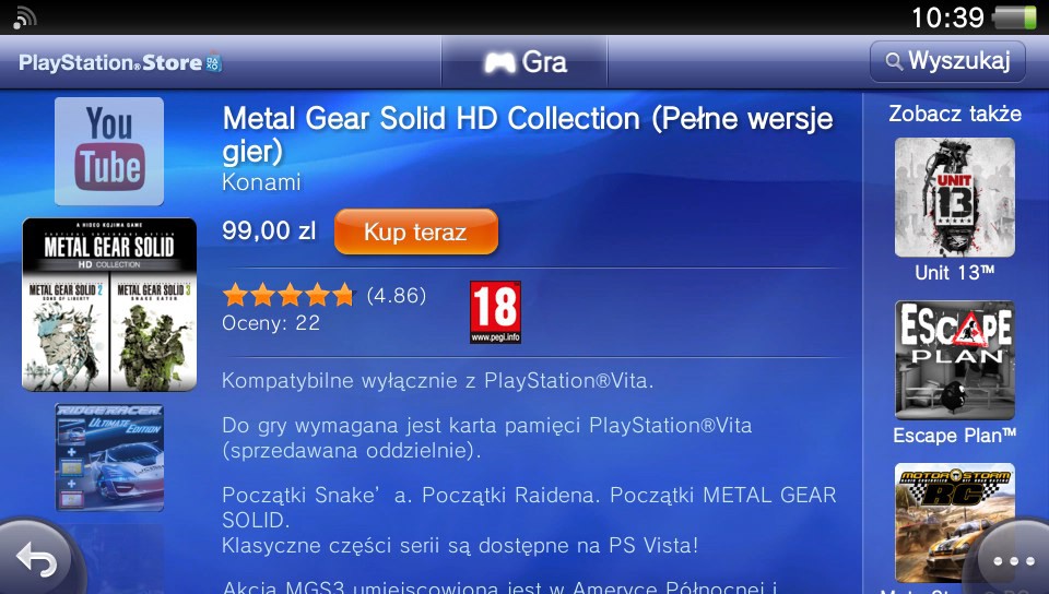 Cena MGS Collection HD (PSV) mile zaskakuje
