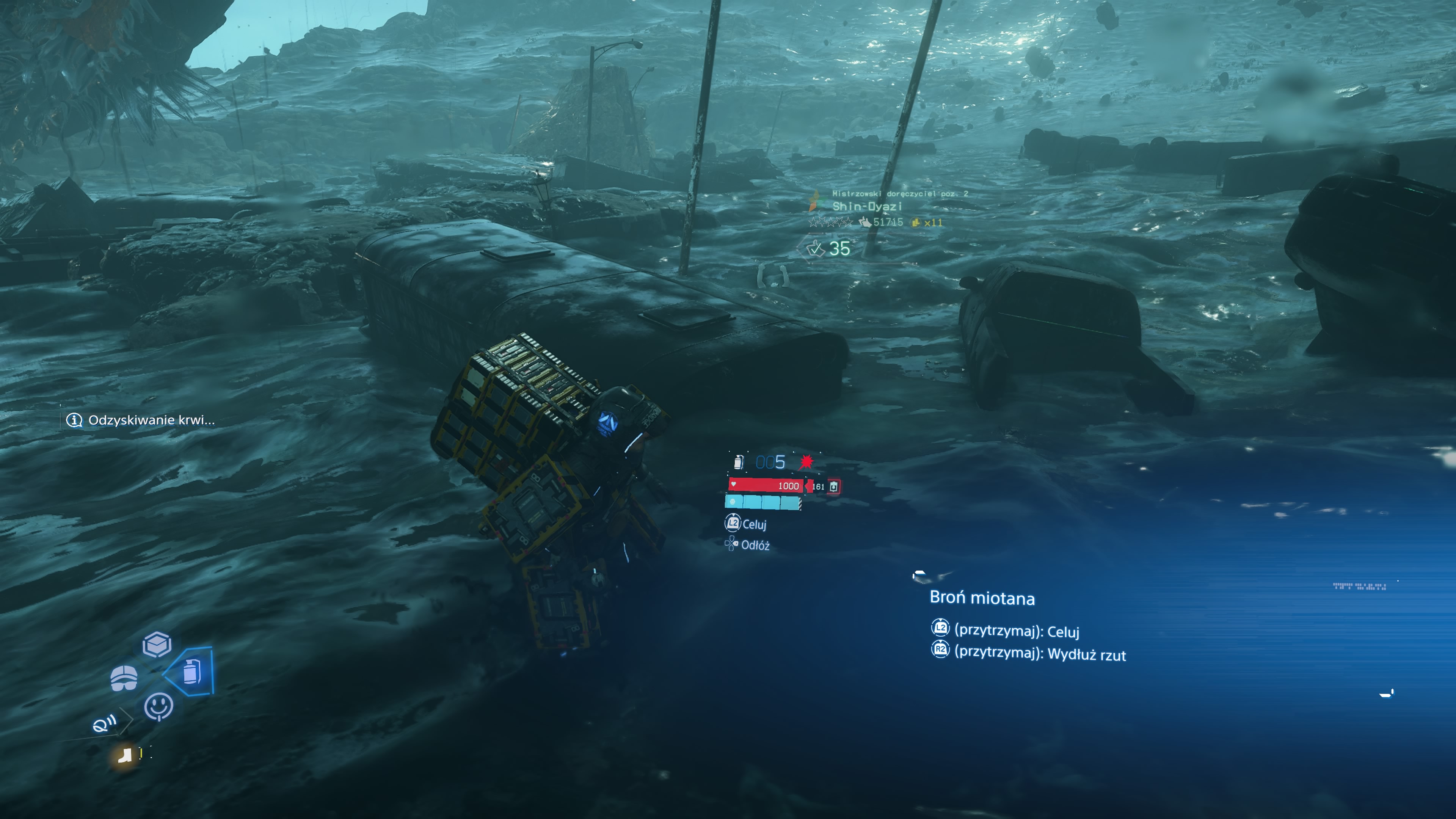 Death Stranding 2 - Zlecenie 6: Pierwszy boss, olbrzymi wynurzony: karabiny WZ, pojedynek, uniki