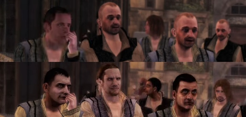 Assassin&#039;s Creed The Ezio Collection z dziwnymi twarzami NPC-ów. Sprawdźcie różnice Switch vs. PS5