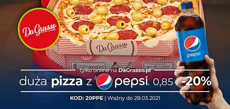 KibicuJEMY razem z Da Grasso! Duża pizza z Pepsi -20%