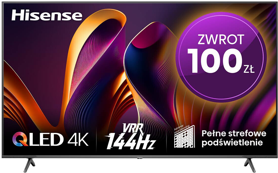 Promocja na telewizor Hisense Pro 55", QLED 144 Hz, Full Array, Dolby Vision/Atmos - za 2499 zł (rabat 300 zł)