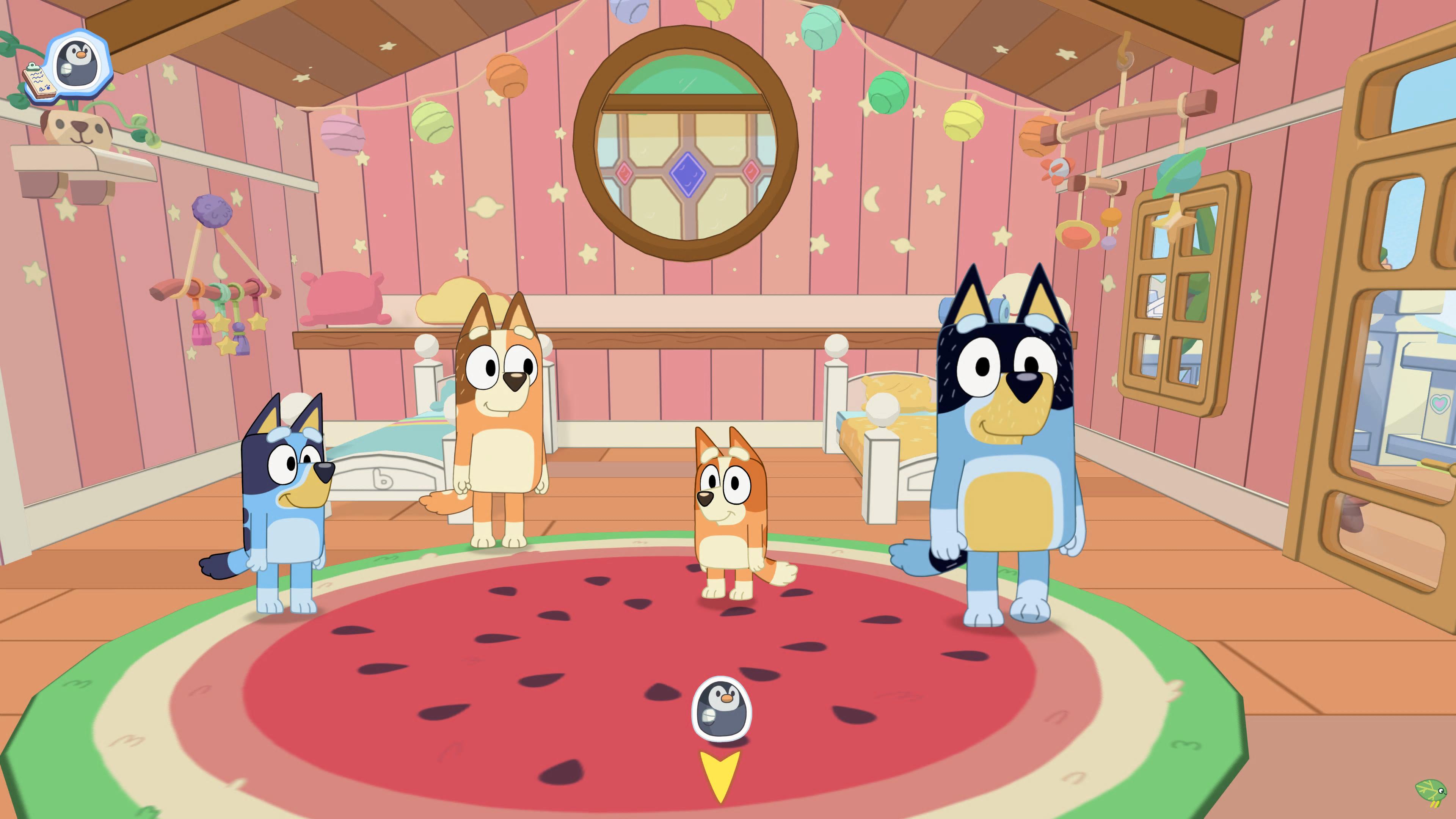 Bluey: Gra wideo - recenzja - cała rodzina w pokoju dzieci