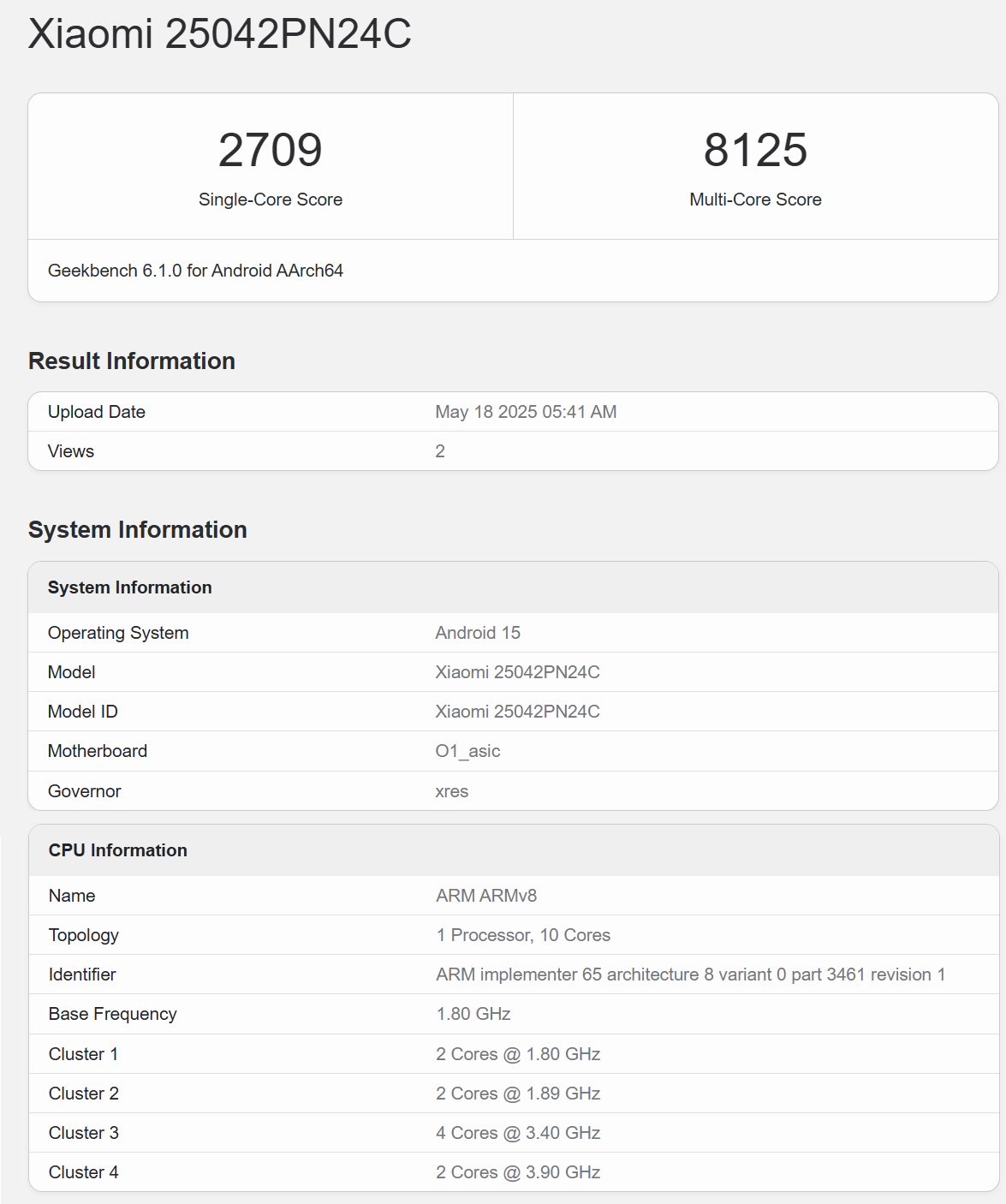 XIAOMI XRING 01 GEEKBENCH