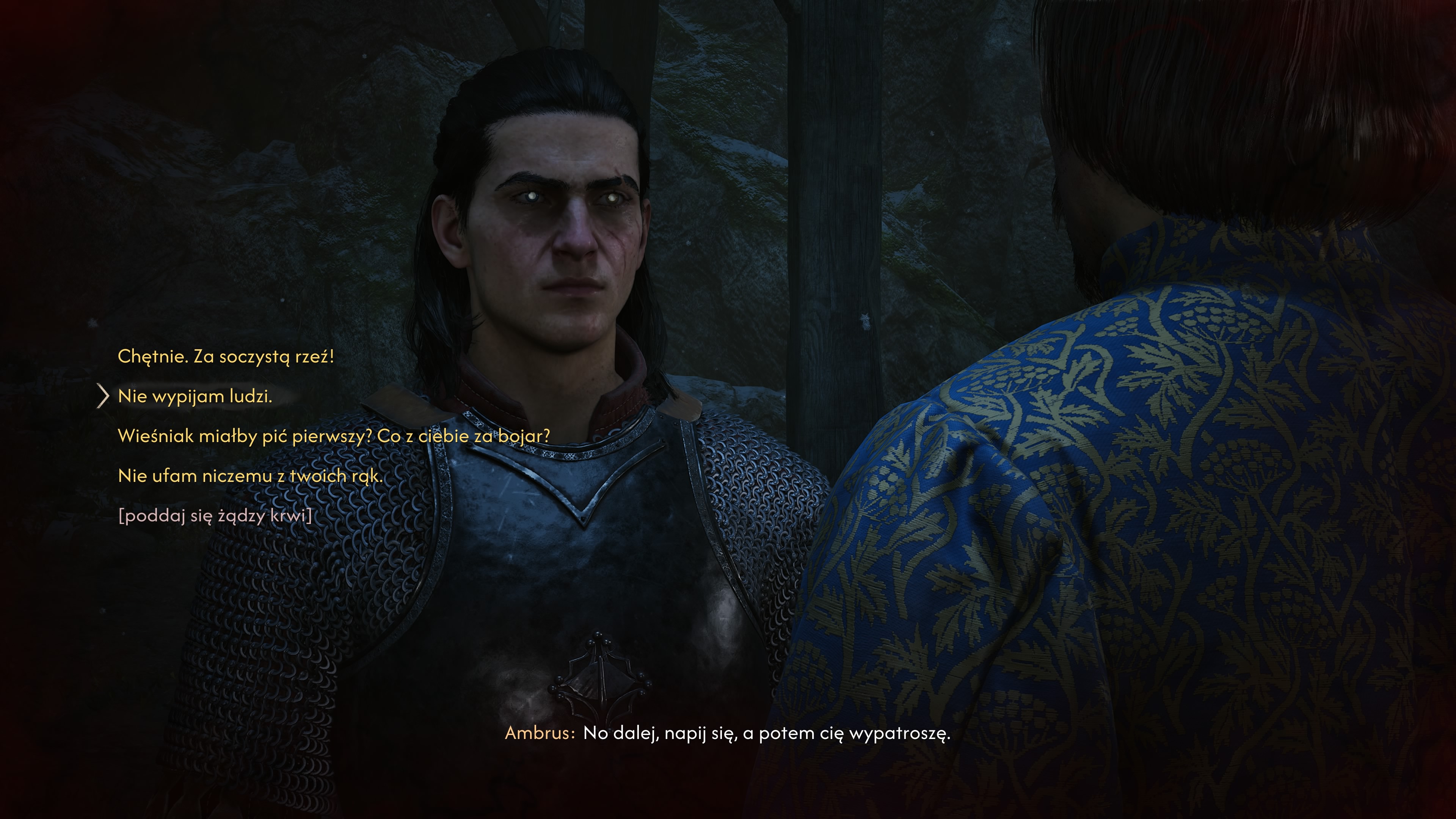 The Blood of Dawnwalker - Służący Iulius, pochlebca Ambrusa: pomóc i czy napić się krwi przed walką?