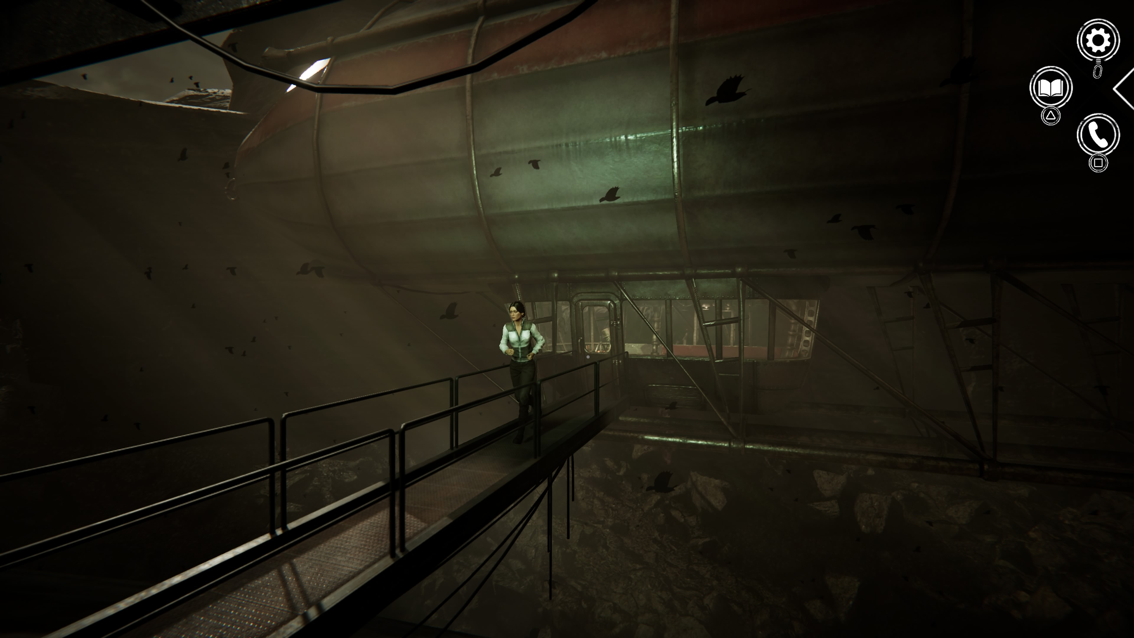 Syberia Remastered - Kosmodrom: pijany żołnierz, Borys, maszyna, sterowiec, platforma startowa, konsola