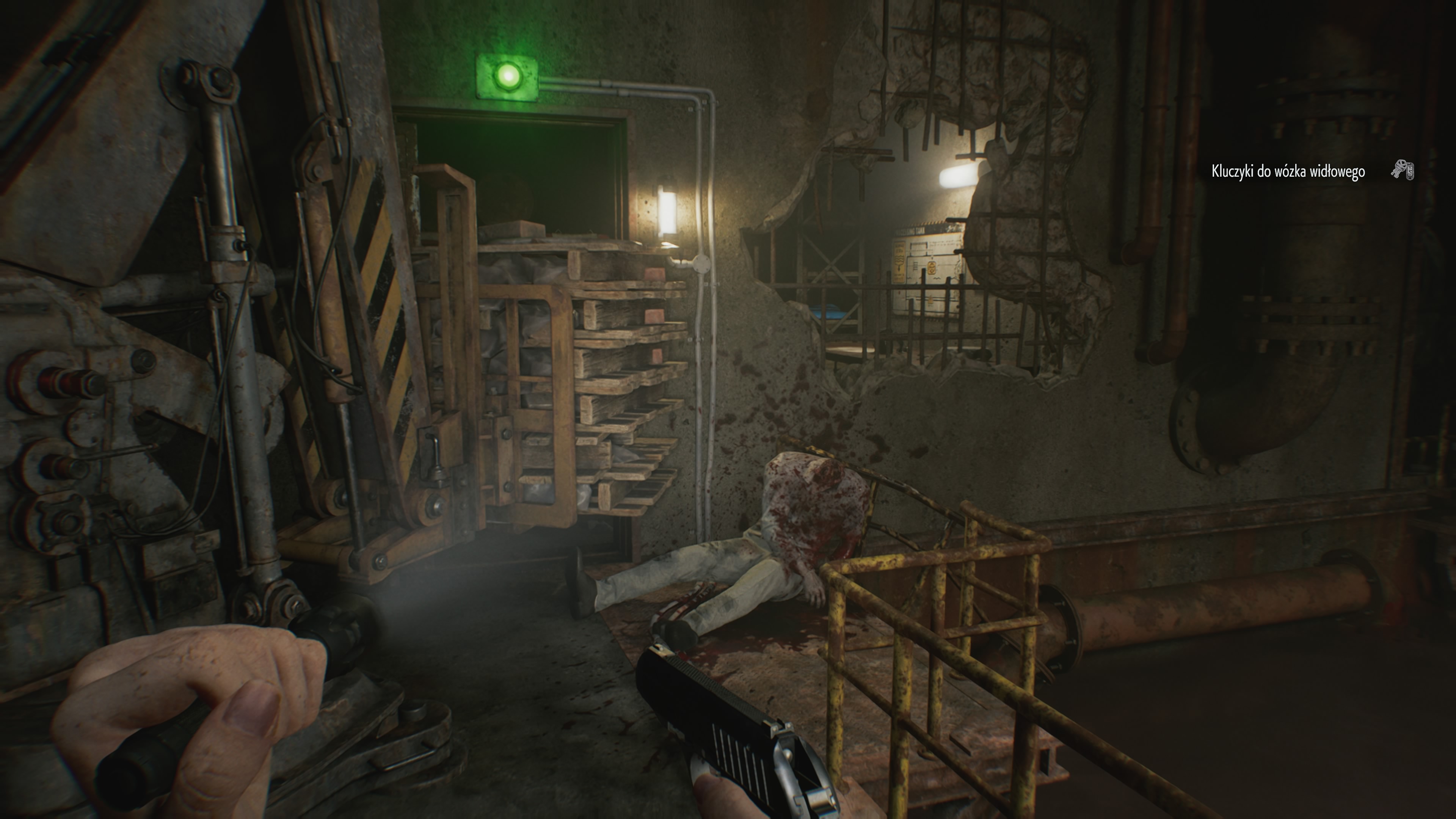 Resident Evil Requiem - Grace: klucz nasadowy, kotłownia, przetwórnia, wózek widłowy, zawór, ciała, winda