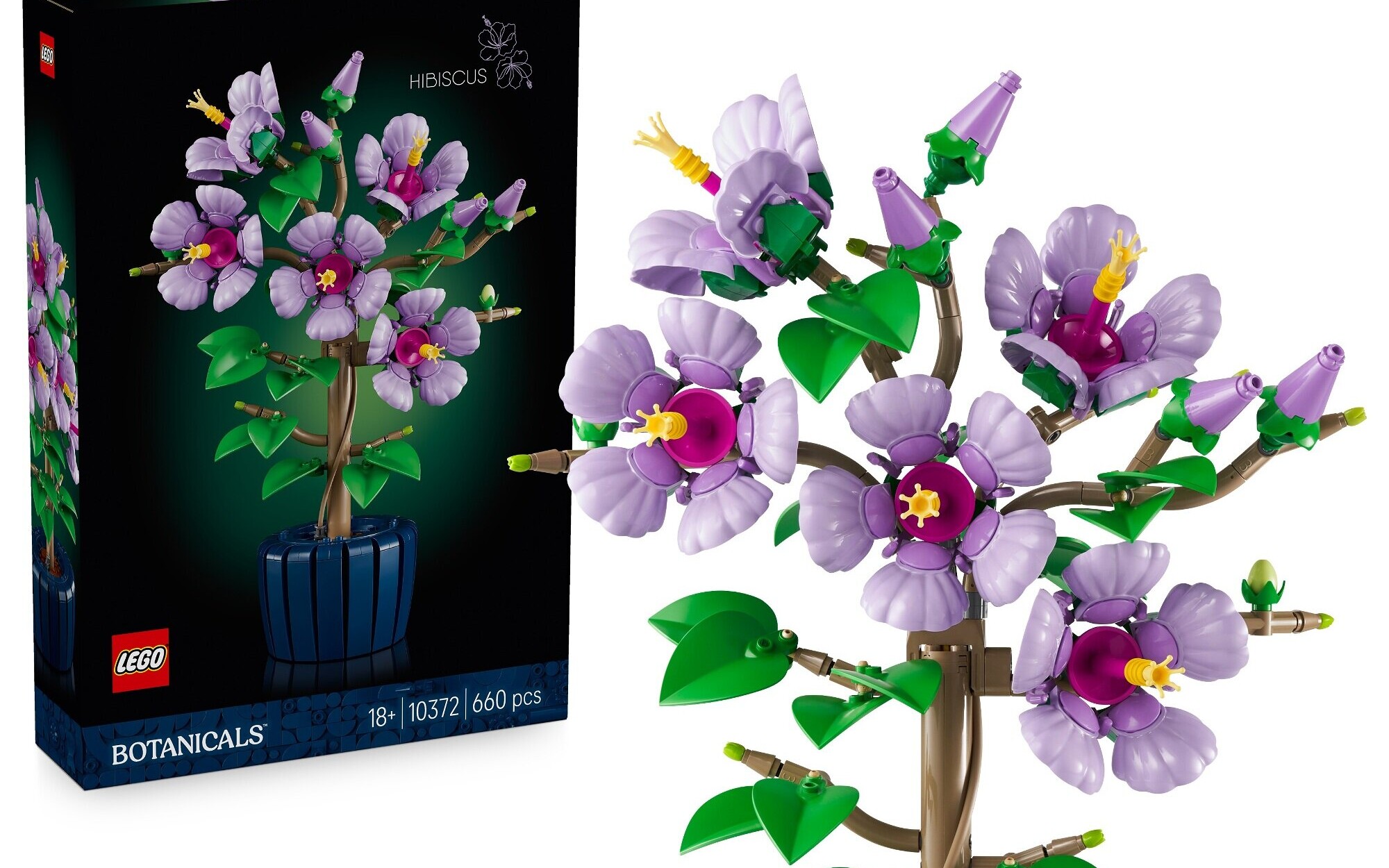 Śliczny zestaw LEGO Icons z Hibiskusem - fioletowy kwiat z rabatem 50 zł