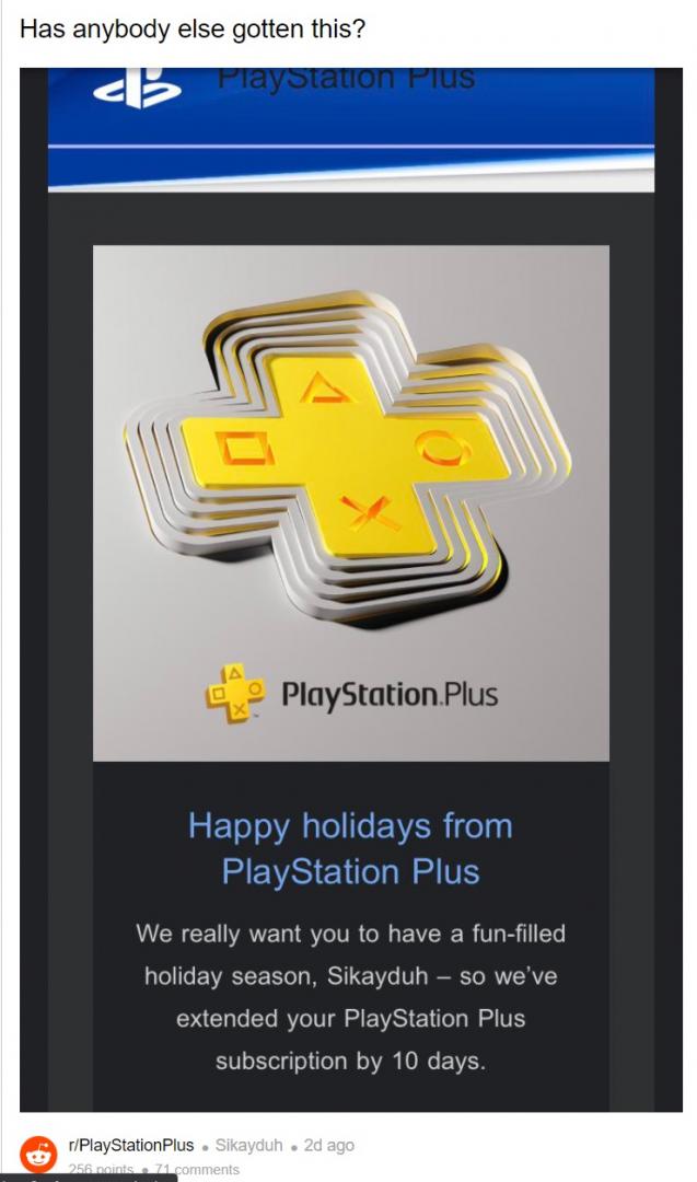 PS Plus rozdawany za darmo przez Sony z okazji okresu świątecznego