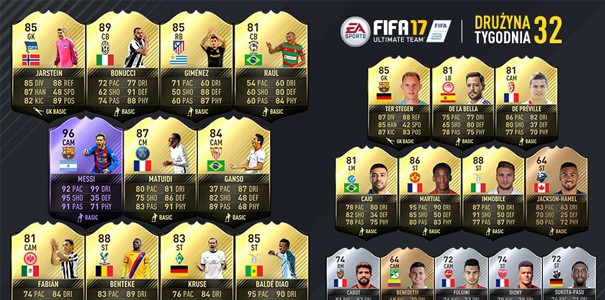 FIFA 17. Drużyna tygodnia FUT #32