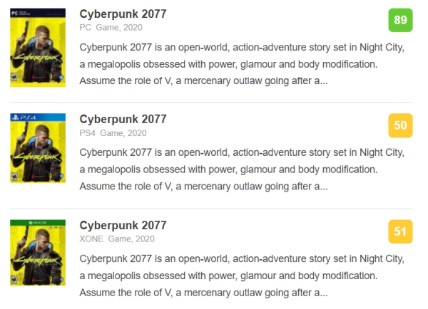Cyberpunk 2077 ze średnią ocen 50-51% na konsolach. IGN ostrzega przed grą w 10 fps i zachęca do zwrotów