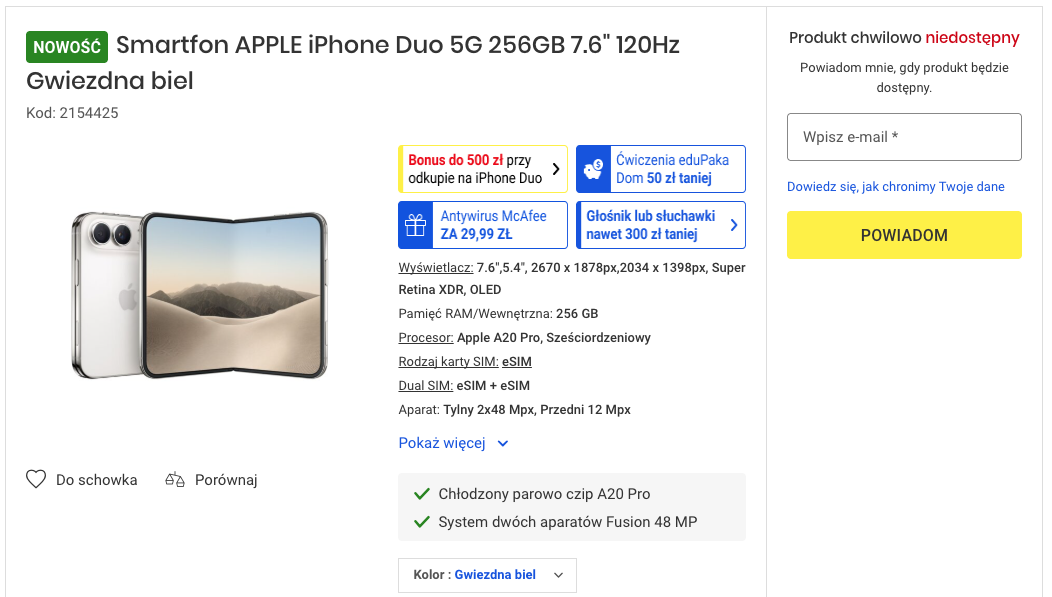iPhone Duo wyprzedany