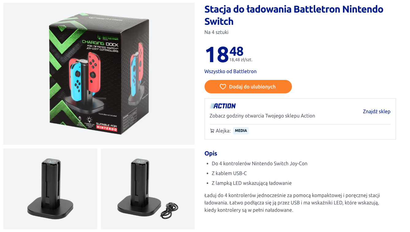 Action stacja do ładowania