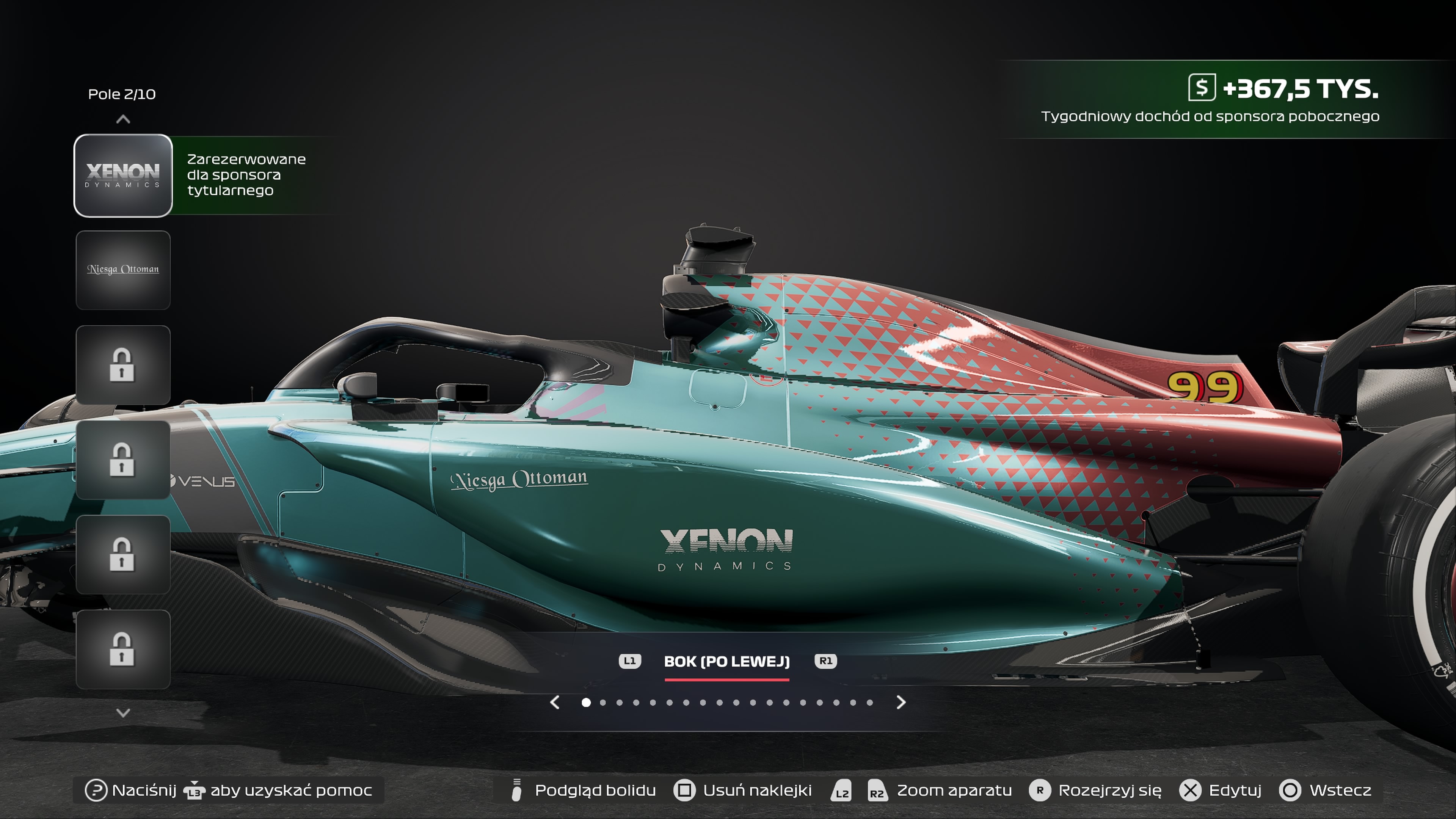 F1 25 - Sponsorzy tytularni i poboczni, system naklejek w trybie MyTeam: jak działają?