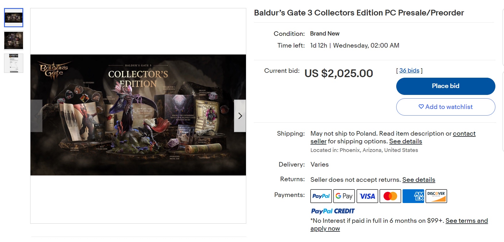 Baldurs Gate 3 Edycja Kolekcjonerska 2000 dolarów