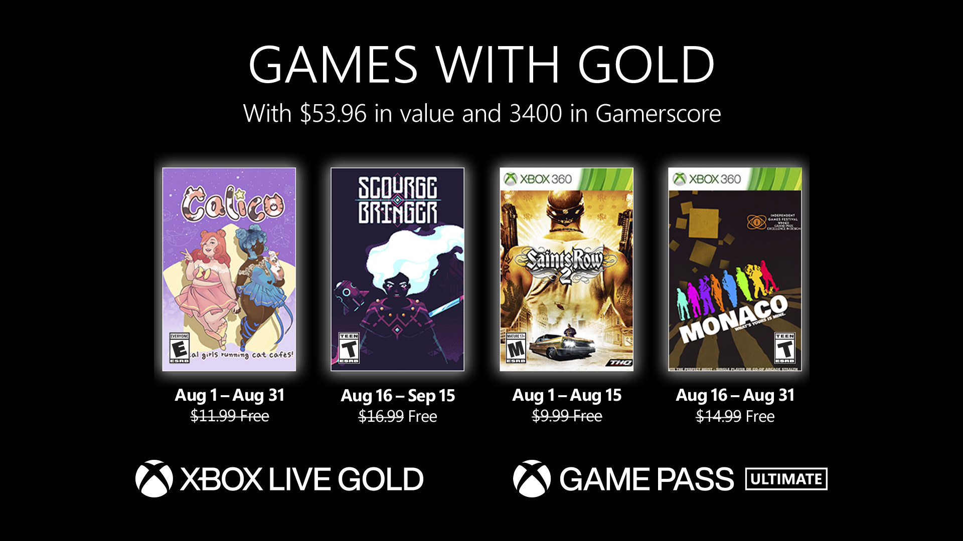 Games with Gold - sierpień