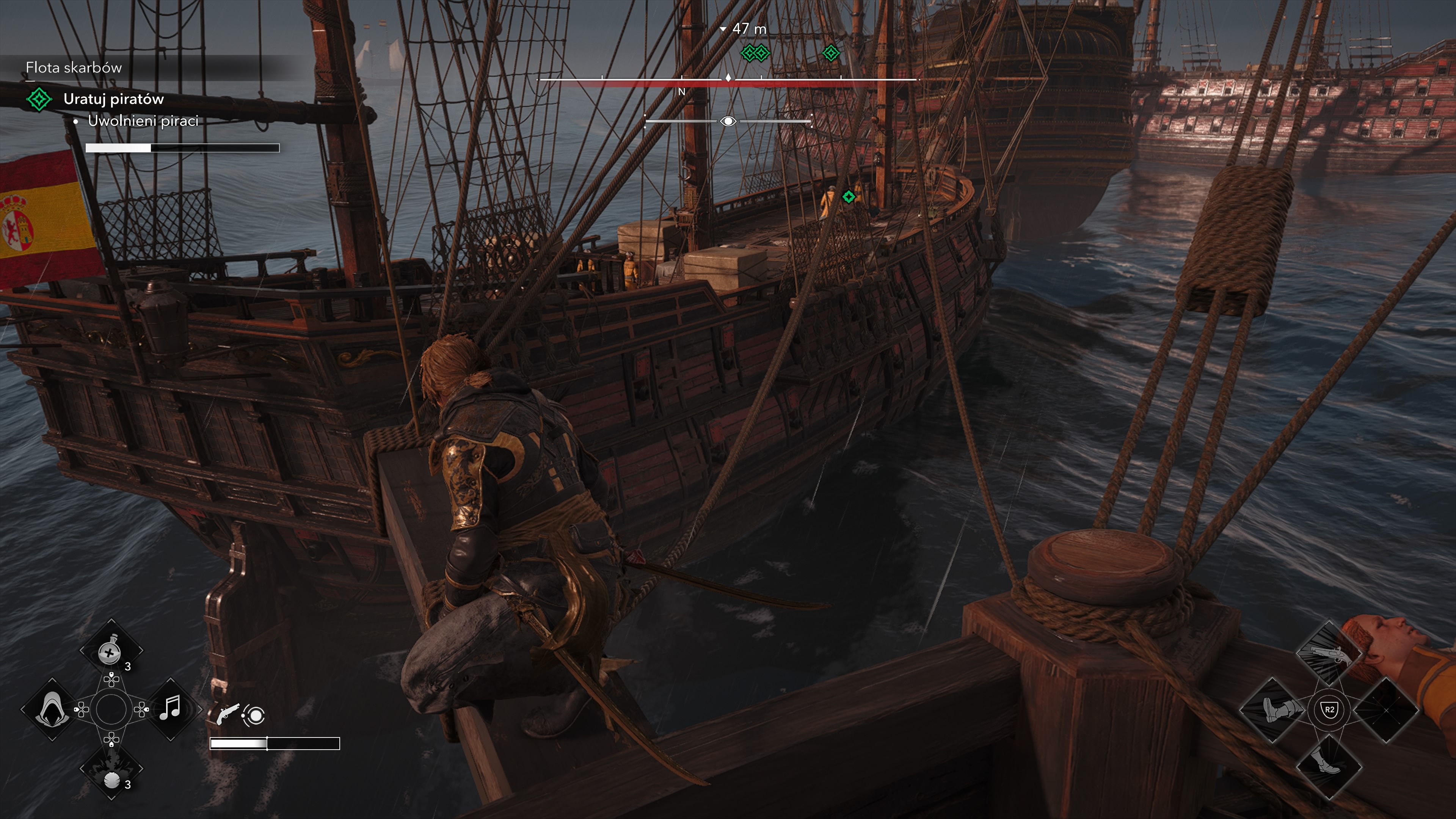 Assassin's Creed Black Flag Resynced - Flota skarbów: Adewale, okręt, piraci, kapitan, Kawka