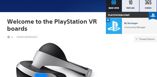 Sony otwiera oficjalne forum PlayStation VR